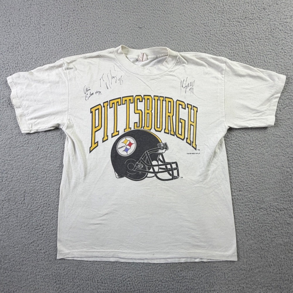 VTG 1993 Pittsburgh Steelers Kevin Greene Greg Lloyd Autographed Mugs Shirt L